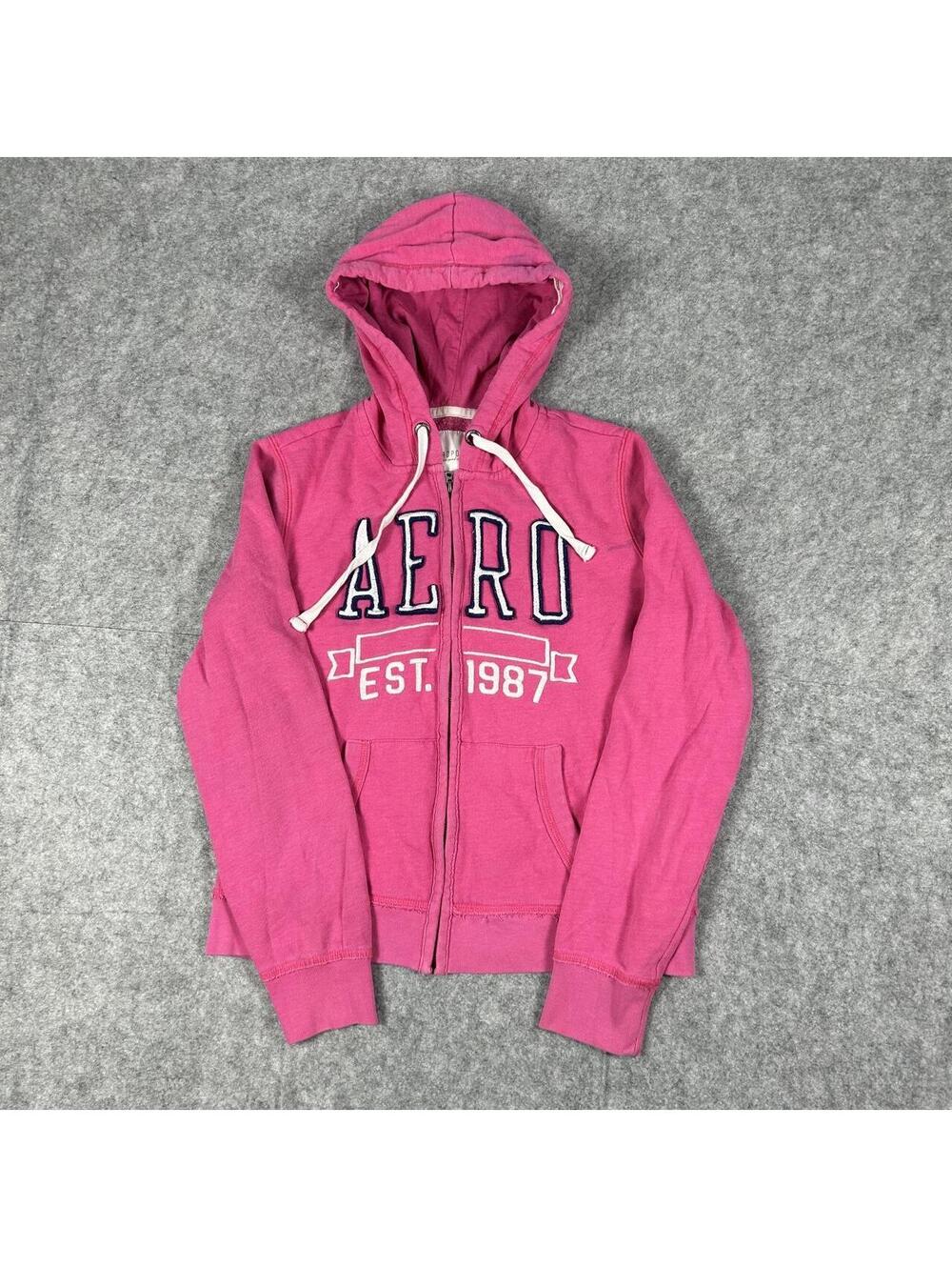 Vintage Women’s Pink Aeropostale Y2K Full Zip Hoodie Size Large